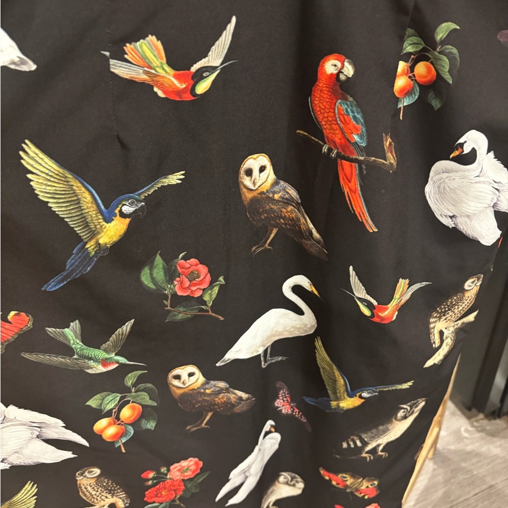 eShakti Black dress with Floral Accents and birds and butterflies. - Picture 5 of 8